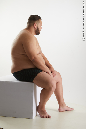 Underwear Man White Sitting poses - simple Overweight Short Black Sitting poses - ALL Standard Photoshoot Academic