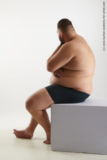 Underwear Man White Sitting poses - simple Overweight Short Black Sitting poses - ALL Standard Photoshoot Academic