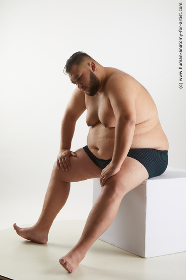 Underwear Man White Sitting poses - simple Overweight Short Black Sitting poses - ALL Standard Photoshoot Academic