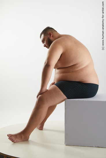 Underwear Man White Sitting poses - simple Overweight Short Black Sitting poses - ALL Standard Photoshoot Academic