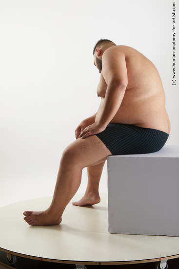 Underwear Man White Sitting poses - simple Overweight Short Black Sitting poses - ALL Standard Photoshoot Academic