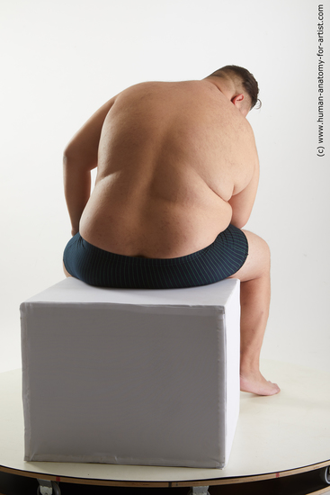 Underwear Man White Sitting poses - simple Overweight Short Black Sitting poses - ALL Standard Photoshoot Academic