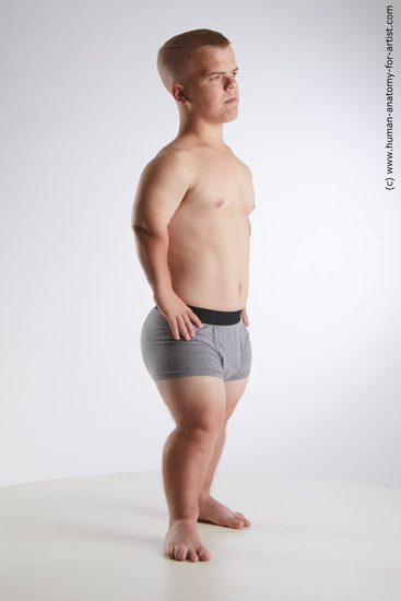 Underwear Man White Average Short Brown Standard Photoshoot Academic