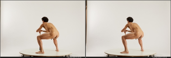 Nude Man Black Slim Short Black 3D Stereoscopic poses Realistic