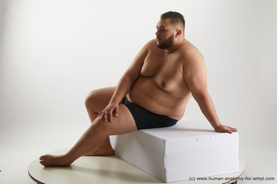 Underwear Man White Sitting poses - simple Overweight Short Black Sitting poses - ALL Standard Photoshoot Academic