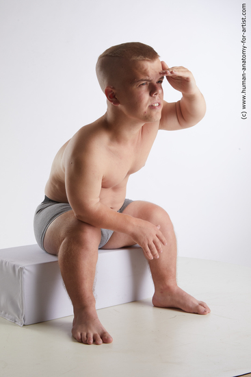 Underwear Man White Sitting poses - simple Average Short Brown Sitting poses - ALL Standard Photoshoot Academic