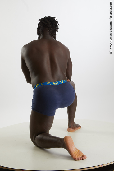 Underwear Man Black Kneeling poses - ALL Muscular Medium Kneeling poses - on one knee Black Standard Photoshoot Academic