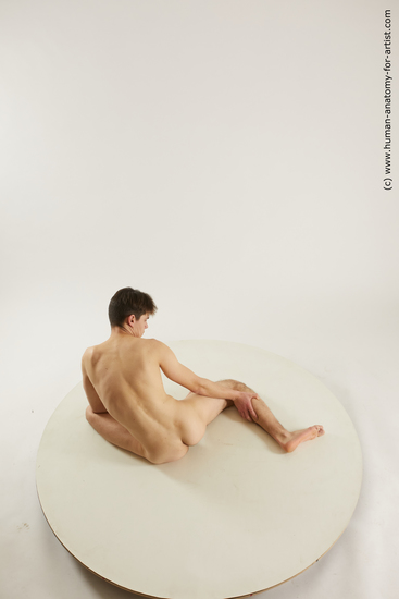 Nude Man White Sitting poses - simple Slim Short Brown Sitting poses - ALL Multi angles poses Realistic