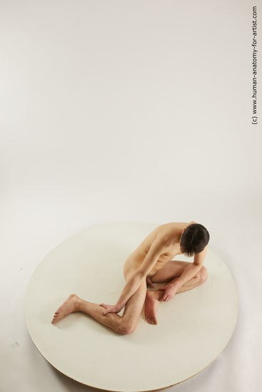 Nude Man White Sitting poses - simple Slim Short Brown Sitting poses - ALL Multi angles poses Realistic