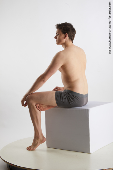 Underwear Man White Sitting poses - simple Average Short Brown Sitting poses - ALL Standard Photoshoot Academic