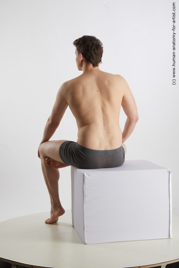 Underwear Man White Sitting poses - simple Average Short Brown Sitting poses - ALL Standard Photoshoot Academic