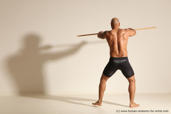 Underwear Man Black Muscular Bald Dancing Dynamic poses Academic