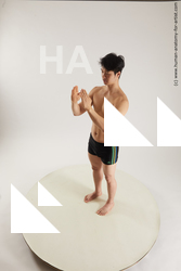 Underwear Fighting Man Asian Slim Short Black Multi angles poses Academic