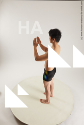 Underwear Fighting Man Asian Slim Short Black Multi angles poses Academic