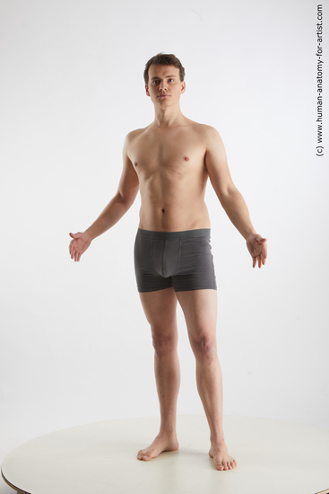 Underwear Man White Standing poses - ALL Slim Short Brown Standing poses - simple Standard Photoshoot Academic