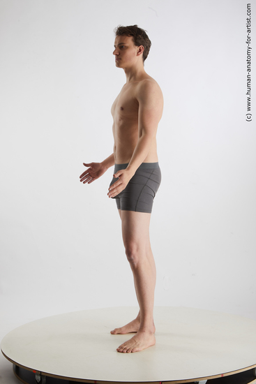 Underwear Man White Standing poses - ALL Slim Short Brown Standing poses - simple Standard Photoshoot Academic