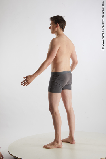 Underwear Man White Standing poses - ALL Slim Short Brown Standing poses - simple Standard Photoshoot Academic