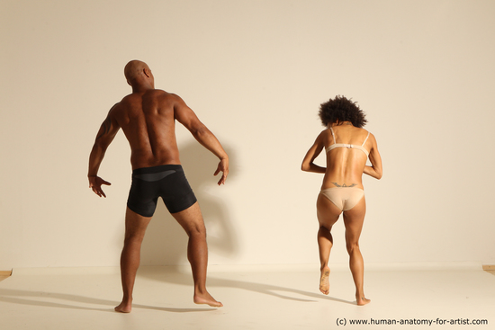 Underwear Woman - Man Black Athletic Dancing Dynamic poses Academic