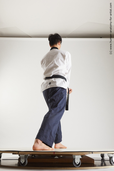 Sportswear Fighting Man Asian Slim Short Black Multi angles poses Academic