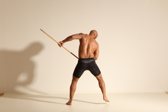 Underwear Man Black Muscular Bald Dancing Dynamic poses Academic