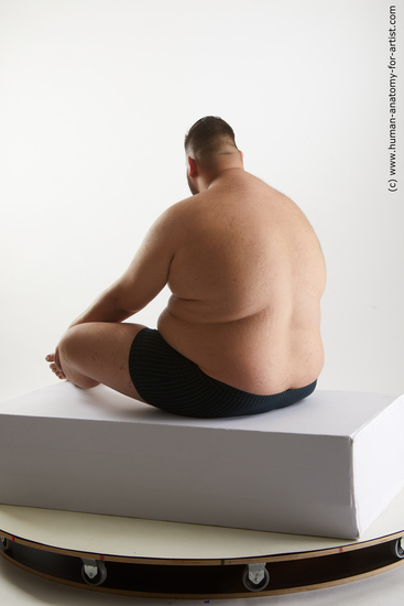 Underwear Man White Sitting poses - simple Overweight Short Black Sitting poses - ALL Standard Photoshoot Academic