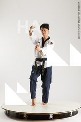 Sportswear Fighting Man Asian Standing poses - ALL Slim Short Black Standing poses - simple Multi angles poses Academic
