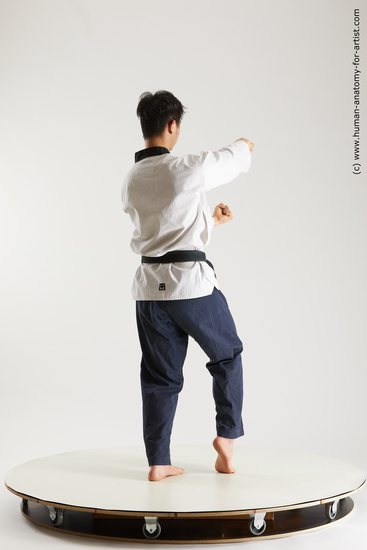 Sportswear Fighting Man Asian Standing poses - ALL Slim Short Black Standing poses - simple Multi angles poses Academic