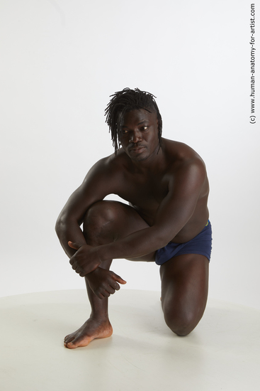 Underwear Man Black Kneeling poses - ALL Muscular Medium Kneeling poses - on one knee Black Standard Photoshoot Academic