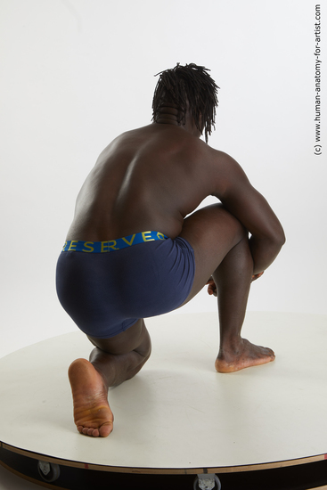 Underwear Man Black Kneeling poses - ALL Muscular Medium Kneeling poses - on one knee Black Standard Photoshoot Academic