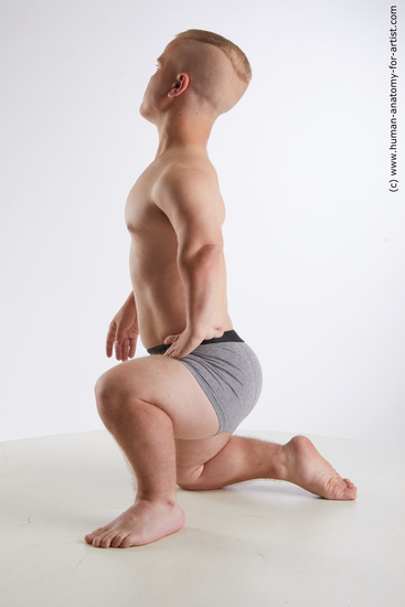 Underwear Man White Kneeling poses - ALL Average Short Brown Kneeling poses - on one knee Standard Photoshoot Academic