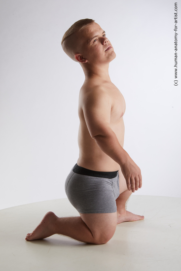 Underwear Man White Kneeling poses - ALL Average Short Brown Kneeling poses - on one knee Standard Photoshoot Academic