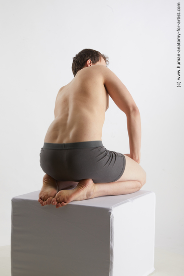 Underwear Man White Kneeling poses - ALL Average Short Brown Kneeling poses - on both knees Standard Photoshoot Academic