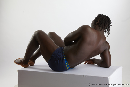 Underwear Man Black Laying poses - ALL Muscular Long Laying poses - on back Black Standard Photoshoot Academic
