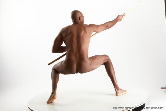 Nude Man Black Athletic Bald Sitting poses - ALL Sitting poses - on knees Standard Photoshoot Realistic