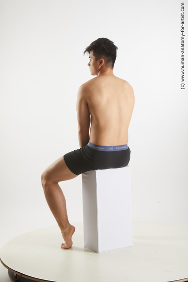 Underwear Man Asian Sitting poses - simple Slim Short Brown Sitting poses - ALL Standard Photoshoot Academic