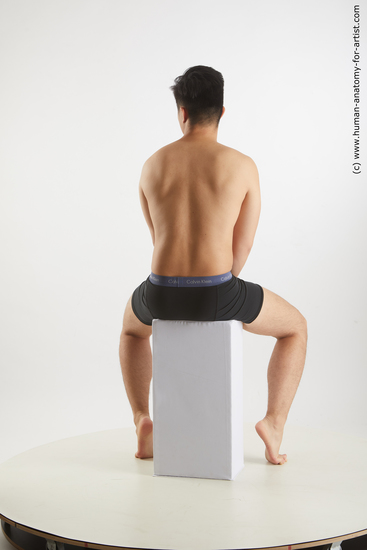 Underwear Man Asian Sitting poses - simple Slim Short Brown Sitting poses - ALL Standard Photoshoot Academic