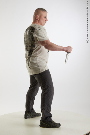 Casual Fighting with knife Man White Average Short Grey Standard Photoshoot Academic