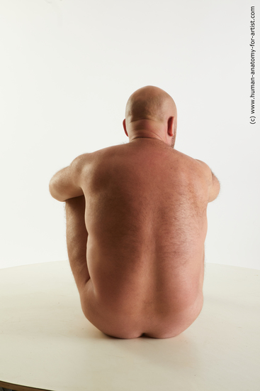 Nude Man White Sitting poses - simple Bald Sitting poses - ALL Standard Photoshoot Chubby Realistic