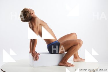Underwear Man White Sitting poses - simple Slim Short Brown Sitting poses - ALL Standard Photoshoot Academic
