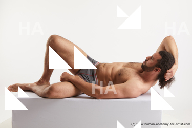 Underwear Man Black Laying poses - ALL Muscular Long Laying poses - on back Black Standard Photoshoot Academic