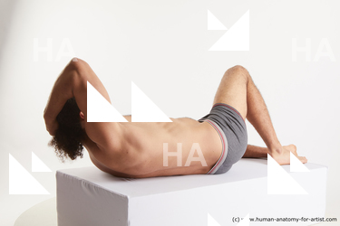 Underwear Man Black Laying poses - ALL Muscular Long Laying poses - on back Black Standard Photoshoot Academic