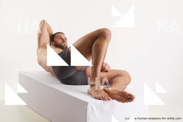 Underwear Man Black Laying poses - ALL Muscular Long Laying poses - on back Black Standard Photoshoot Academic