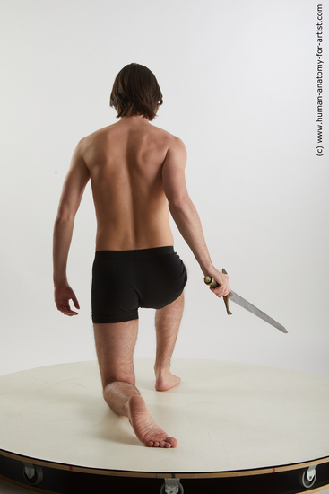 Underwear Man White Kneeling poses - ALL Slim Medium Brown Kneeling poses - on one knee Standard Photoshoot Academic