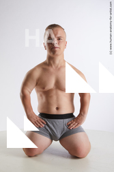 Underwear Man White Kneeling poses - ALL Average Short Brown Kneeling poses - on both knees Standard Photoshoot Academic