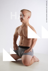 Underwear Man White Kneeling poses - ALL Average Short Brown Kneeling poses - on both knees Standard Photoshoot Academic