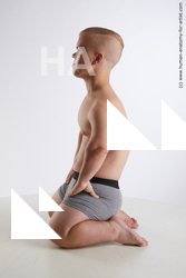 Underwear Man White Kneeling poses - ALL Average Short Brown Kneeling poses - on both knees Standard Photoshoot Academic