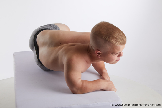 Underwear Man White Laying poses - ALL Average Short Brown Laying poses - on side Standard Photoshoot Academic