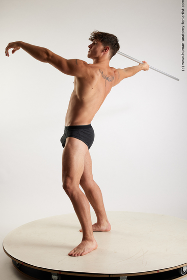 Underwear Gymnastic poses Man White Standing poses - ALL Athletic Short Brown Standing poses - simple Standard Photoshoot Academic