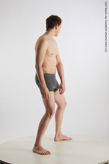 Underwear Man White Standing poses - ALL Slim Short Brown Standing poses - simple Standard Photoshoot Academic