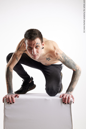 Casual Man White Kneeling poses - ALL Underweight Short Brown Kneeling poses - on one knee Standard Photoshoot Academic